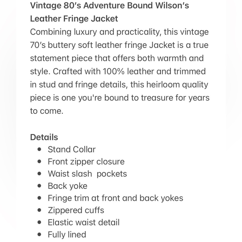Vintage 80’s Adventure Bound Wilson’s Leather Fringe Jacket - Picture 15 of 16